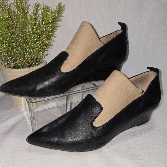 FRANCO SARTO BLACK PUMP WITH WEDGED TORTOISE HEEL LEATHER UPPER WOMENS SIZE 8.5 - Picture 5 of 10